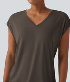T-shirt casual col V manches courtes