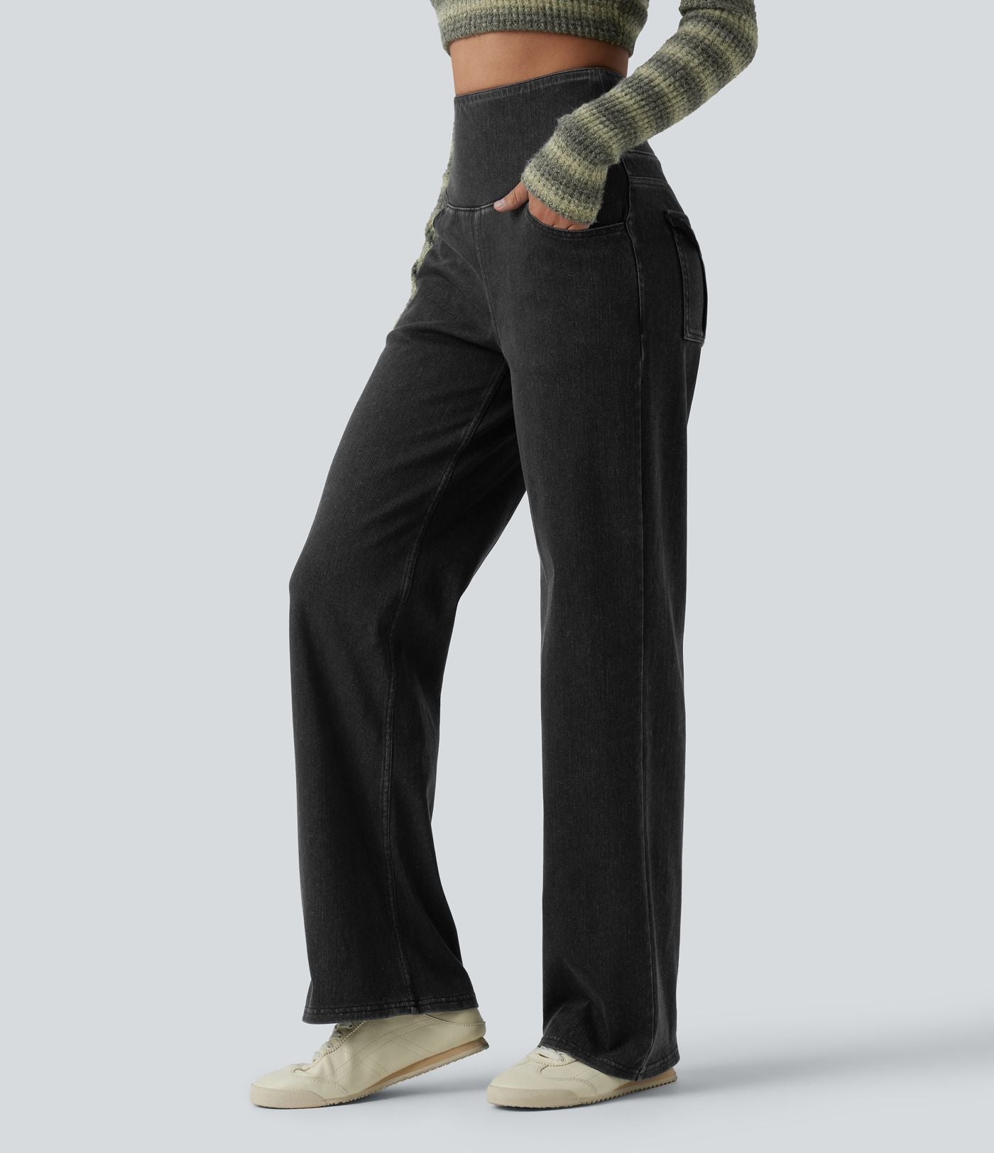 Jean Halara Flex™ taille haute gainant coupe droite décontracté avec poches