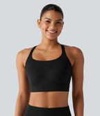 Brassière de sport d'entraînement maintien moyen col U dos nu avec boucle ajustable et [coque moulée 3D]