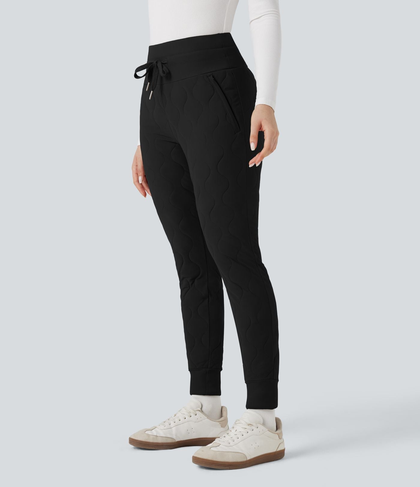 Jogging matelassé casual PuffFlex taille haute avec cordon de serrage et poches