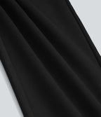 Pantalon décontracté jambe large taille haute avec cordon de serrage et poches