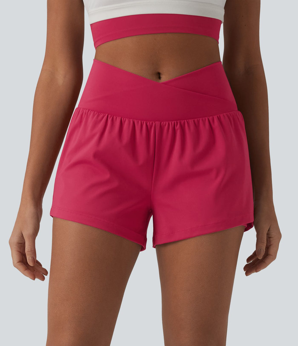 Short de yoga 2-en-1 SoftlyZero™ Airy croisé taille haute 7,5 cm effet frais InstantCool avec poches