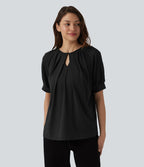 Blouse décontractée col rond manches courtes - réversible
