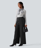 Pantalon tailleur baggy taille haute avec poches