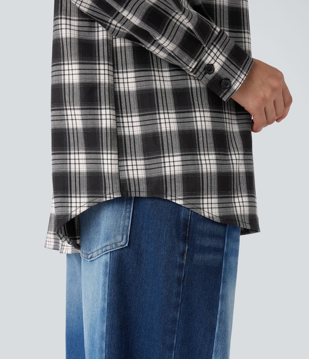 Chemise à carreaux coupe décontractée avec poche