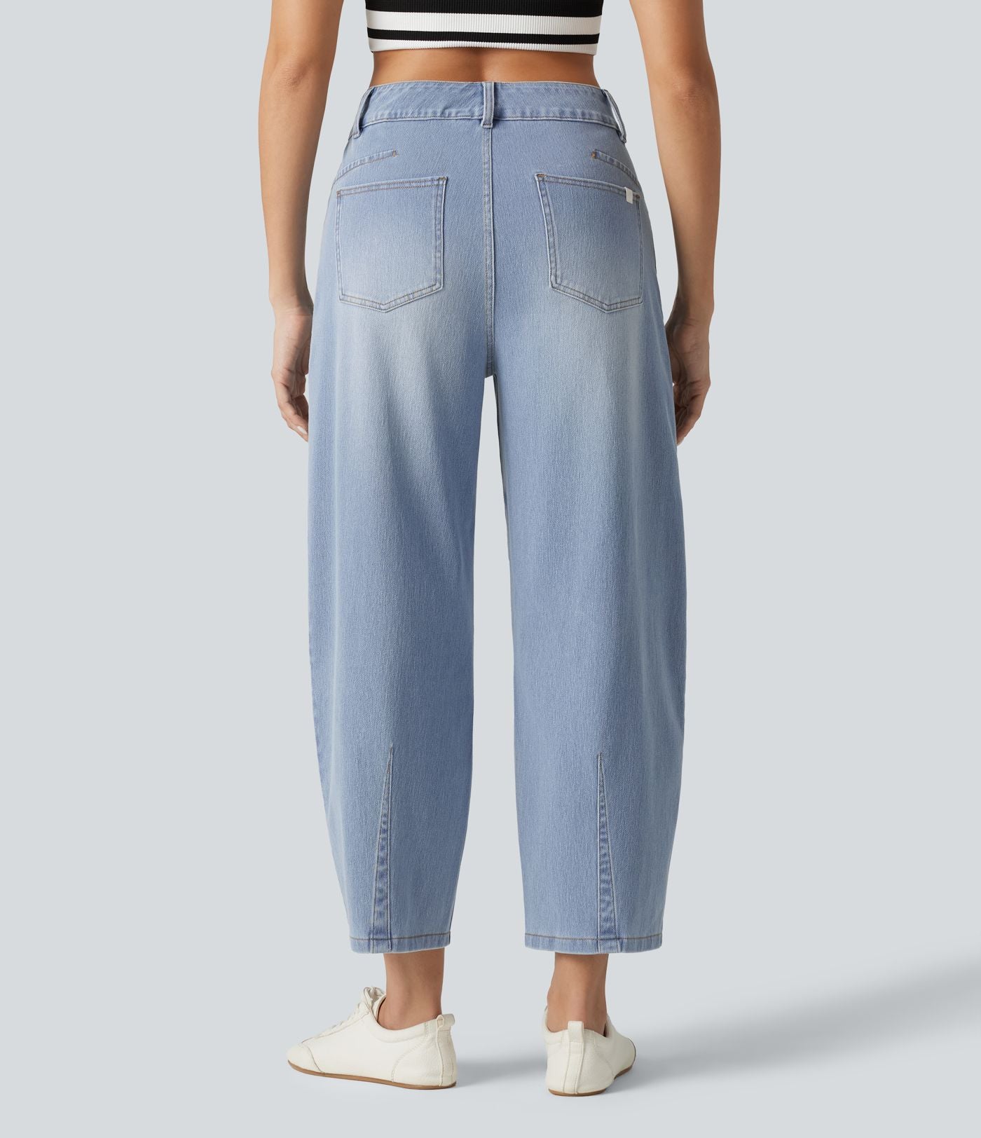 Jean Barrel 7/8 décontracté taille mi-haute avec poches Halara Flex™