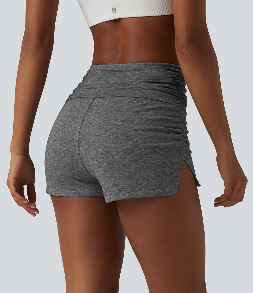 Short décontracté taille haute froncé avec sous-vêtement intégré 6,5 cm