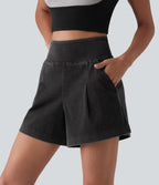 Short en jean ample Halara Flex™ taille haute décontracté avec poches