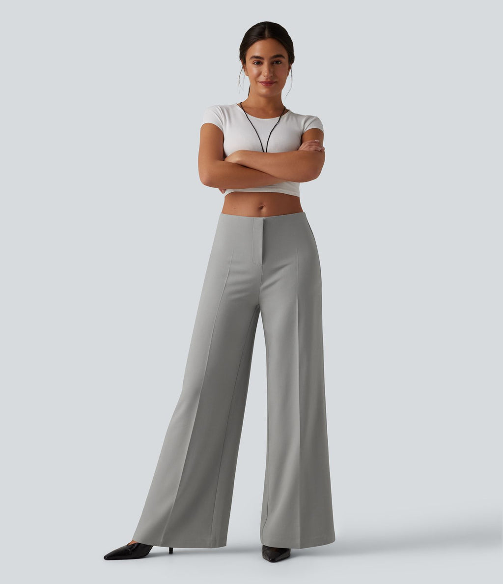 Pantalon tailleur large taille basse avec poches
