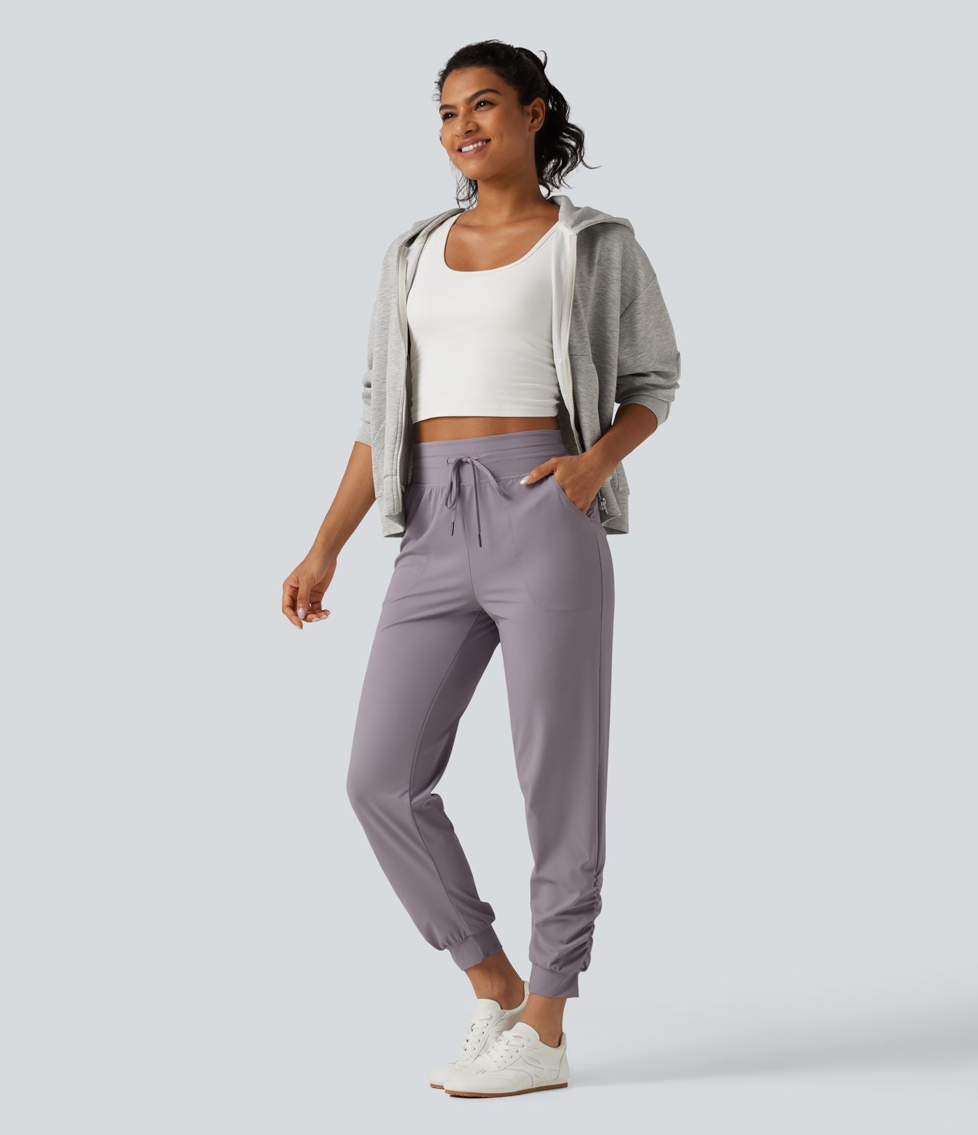 Pantalon de jogging de yoga Halara UltraSculpt™ taille haute, à cordon de serrage et fronces, avec poches