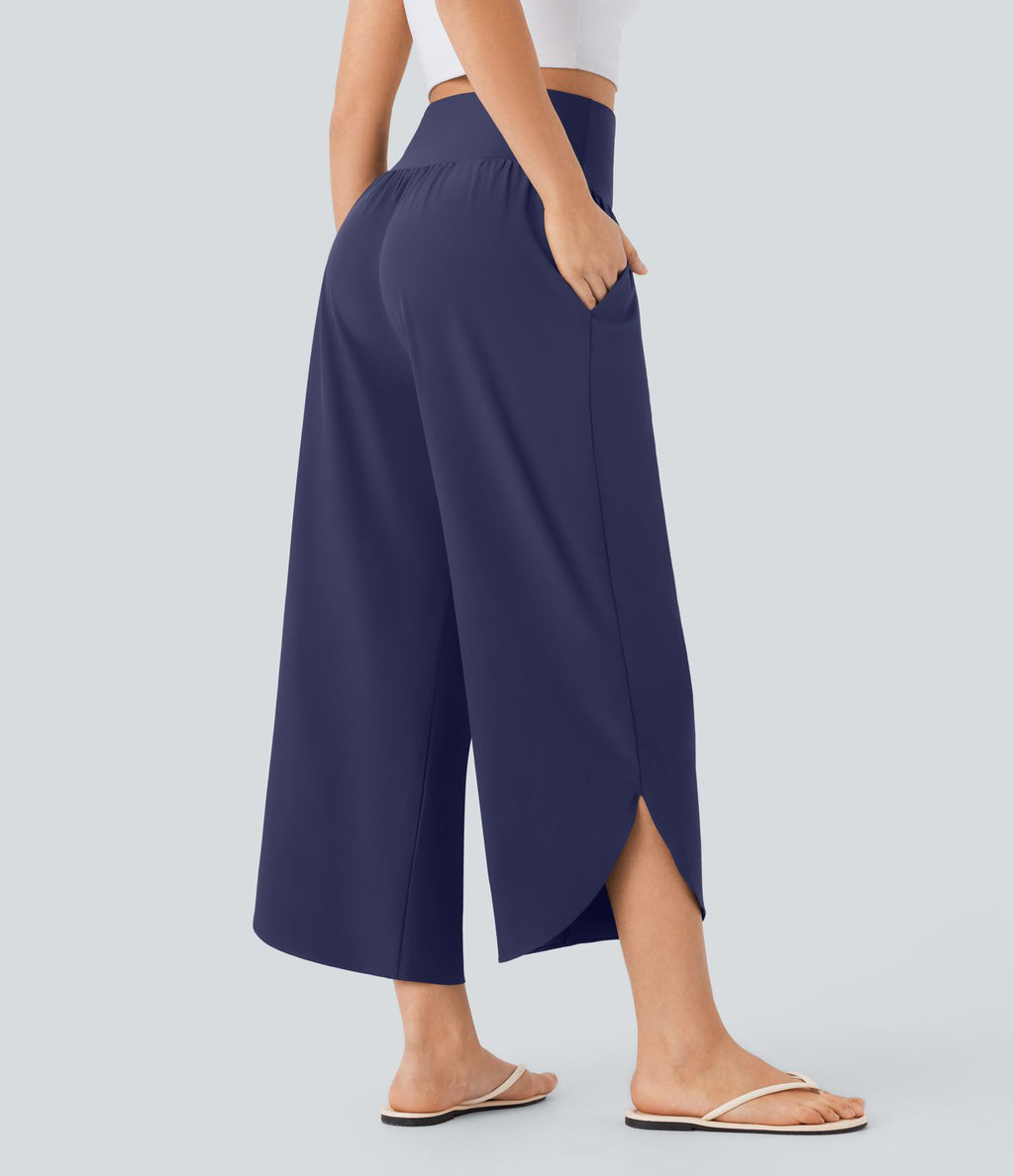 Pantalon fluide resort Breezeful™ à séchage rapide, coupe fendue et effet ventre plat