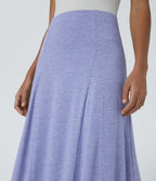 Jupe Évasée Casual Longue Fermeture Éclair Latérale Taille Haute