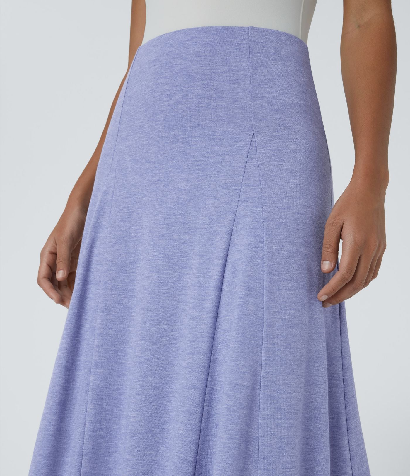Jupe Évasée Casual Longue Fermeture Éclair Latérale Taille Haute
