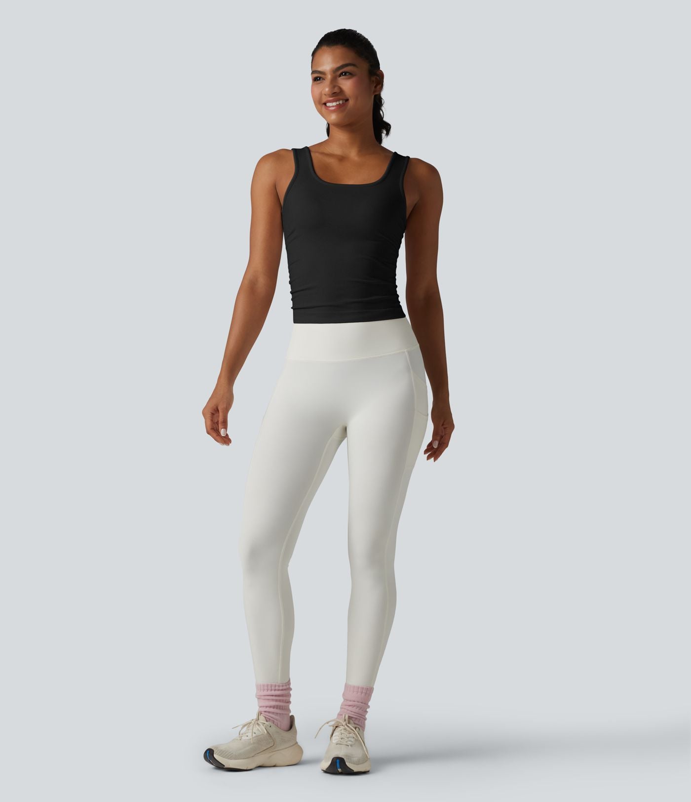 OneForm Seamless Flow Débardeur de yoga sans couture col carré avec fronces