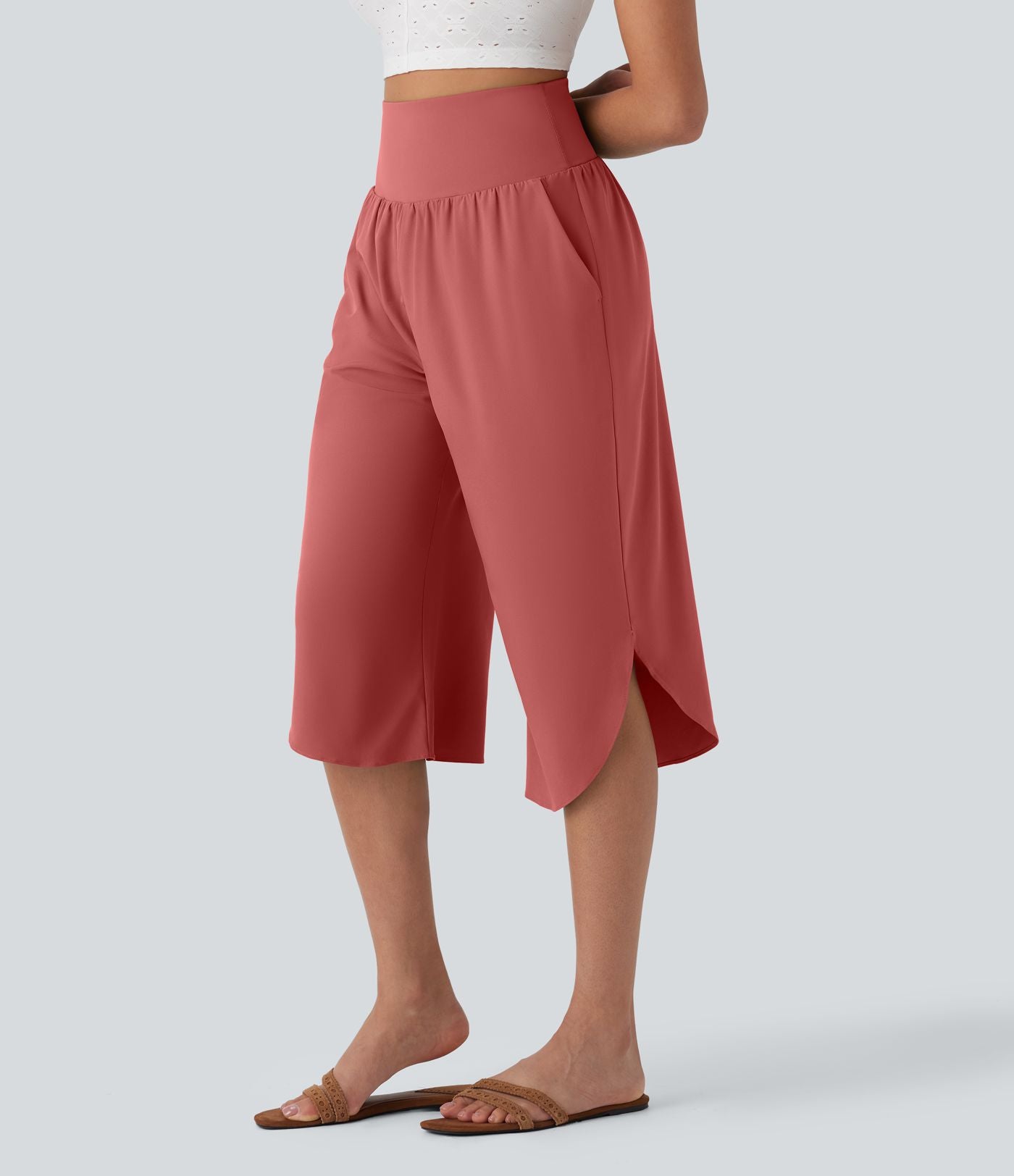 Pantalon corsaire gainant taille haute à ourlet asymétrique et séchage rapide avec poches Breezeful™