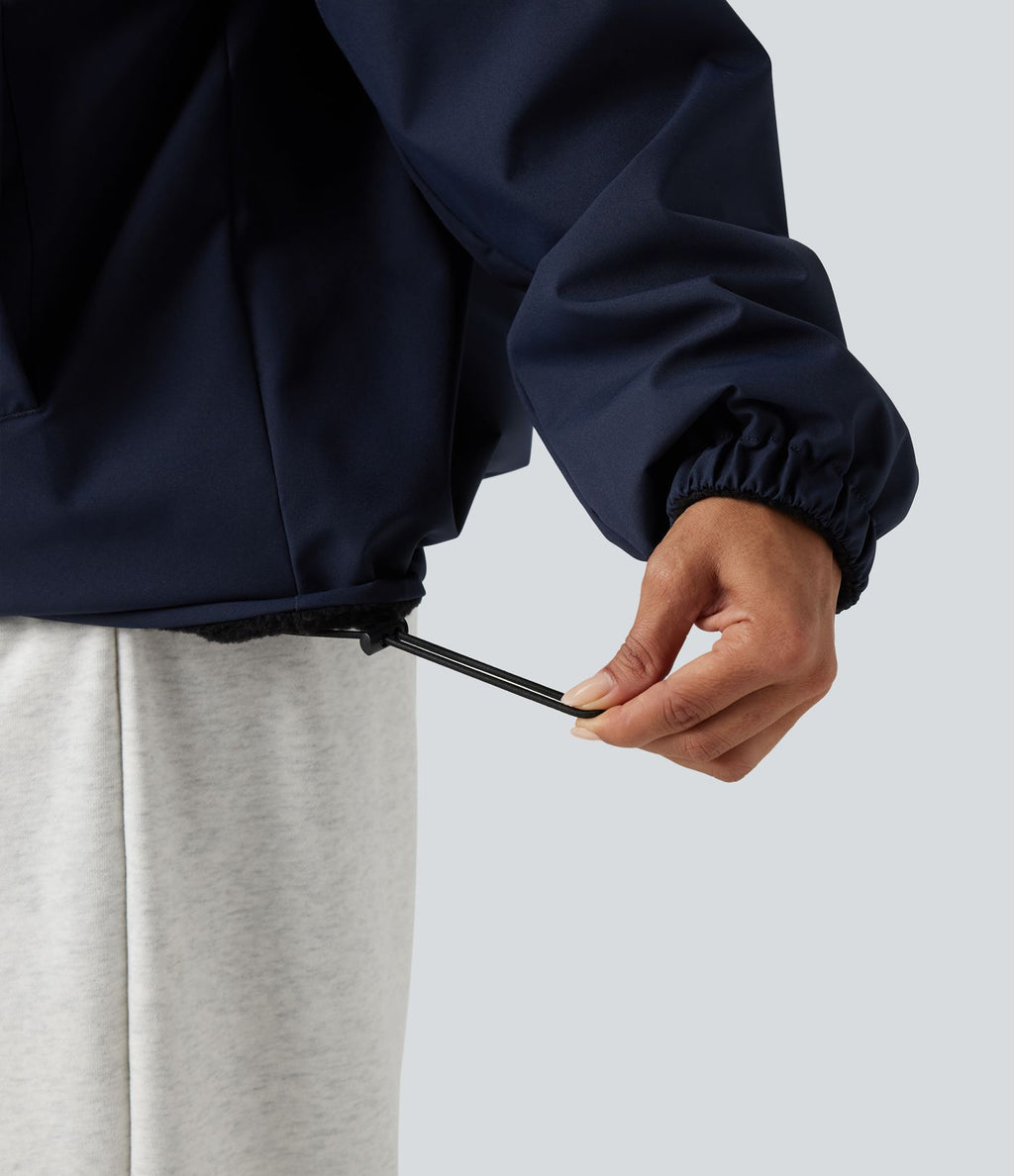 Veste polaire randonnée réversible col montant fermeture éclair manches longues avec poches (Deux looks en un)
