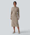 Robe pull midi manches longues avec ceinture