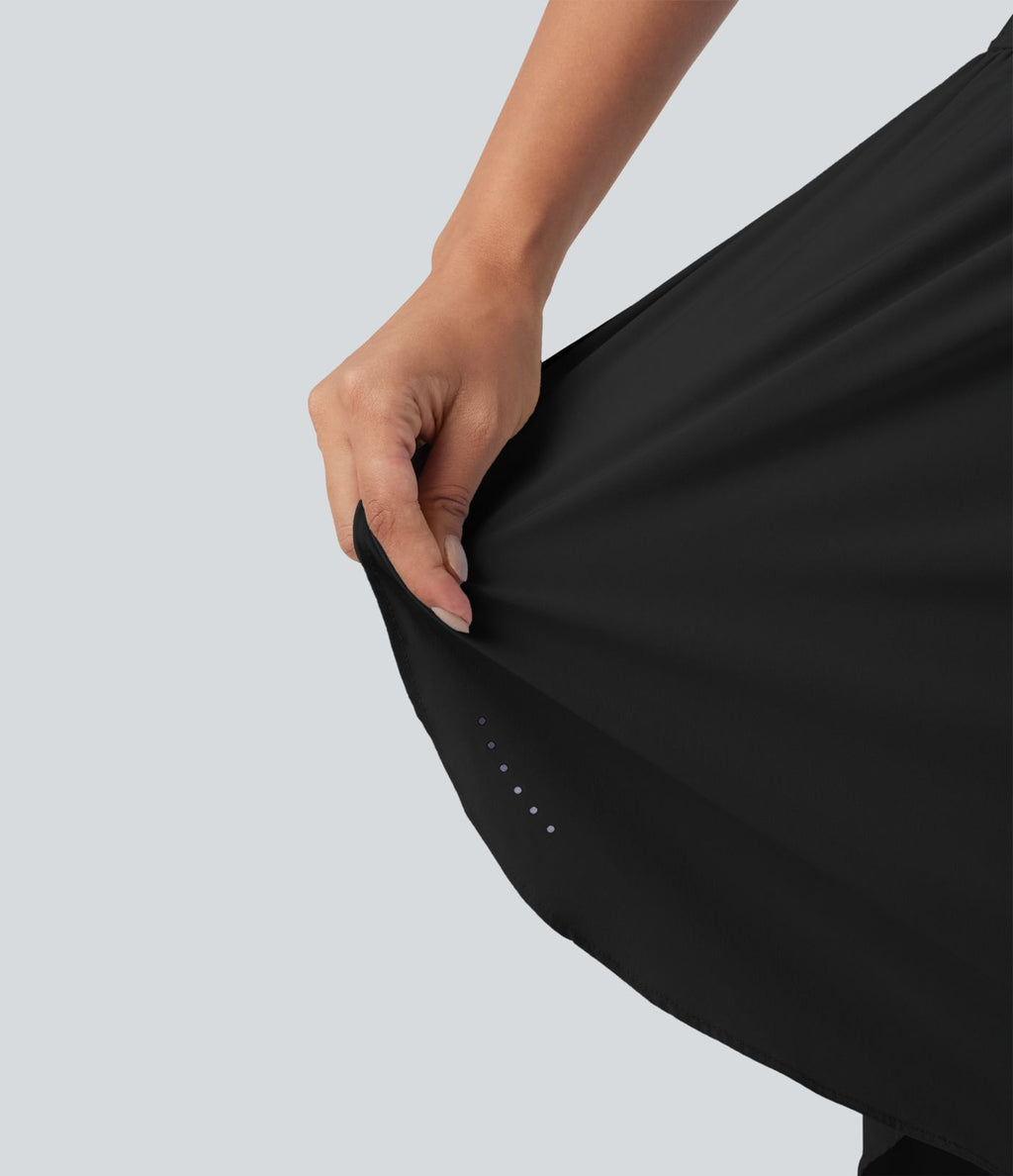 Short de course 2 en 1 SoftlyZero™ QuickDry taille haute, effet ventre plat, pois réfléchissants, ourlet croisé, 23 cm, avec poches
