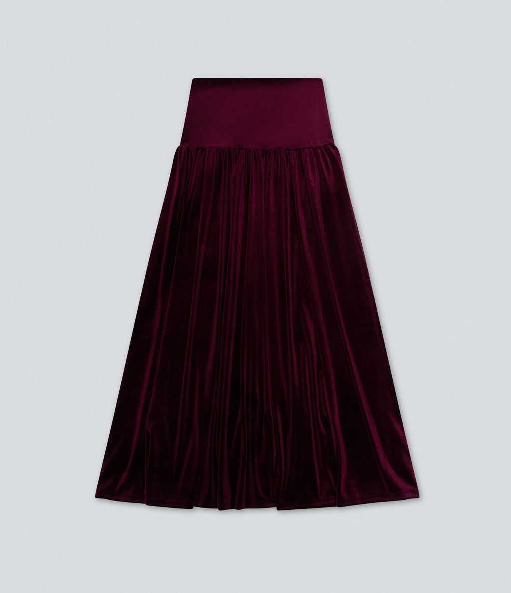 Jupe longue casual trapèze velours taille haute