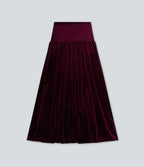 Jupe longue casual trapèze velours taille haute