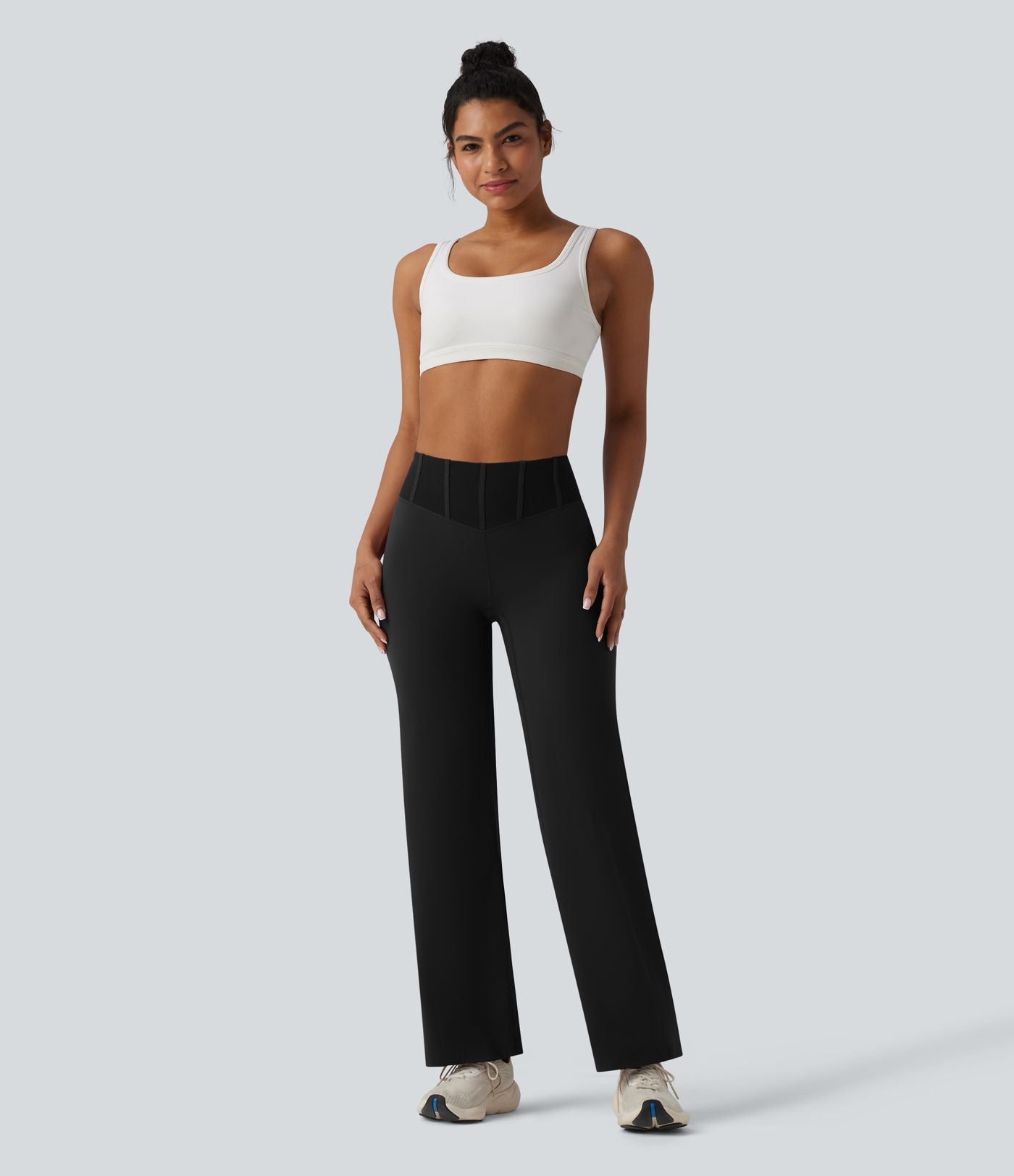Pantalon yoga Halara UltraSculpt™ gainant coupe droite taille haute avec mesh contrastant
