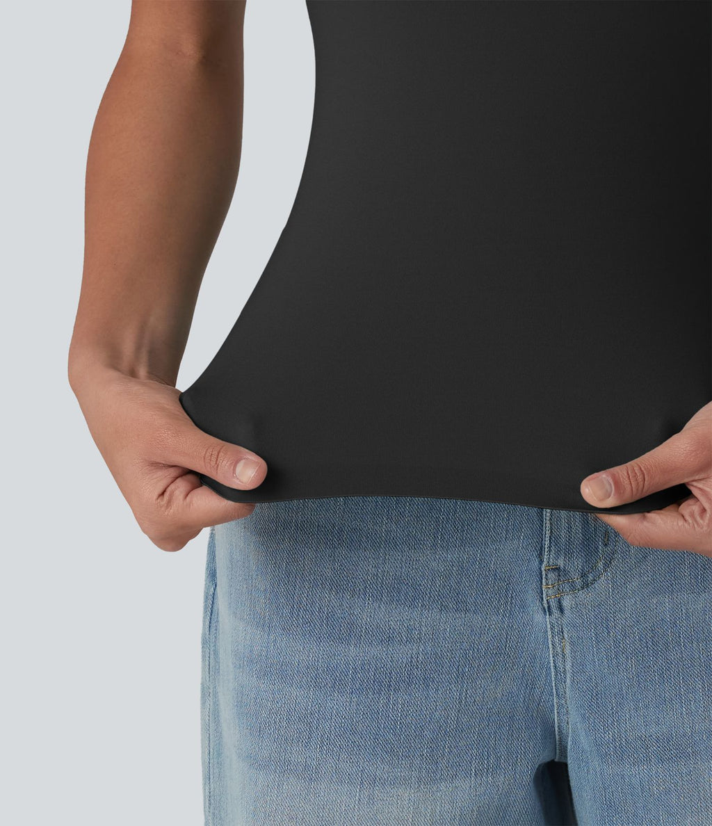 T-shirt casual col rond échancré à manches courtes avec brassière intégrée — Bonnets B-E
