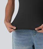 T-shirt casual col rond échancré à manches courtes avec brassière intégrée — Bonnets B-E