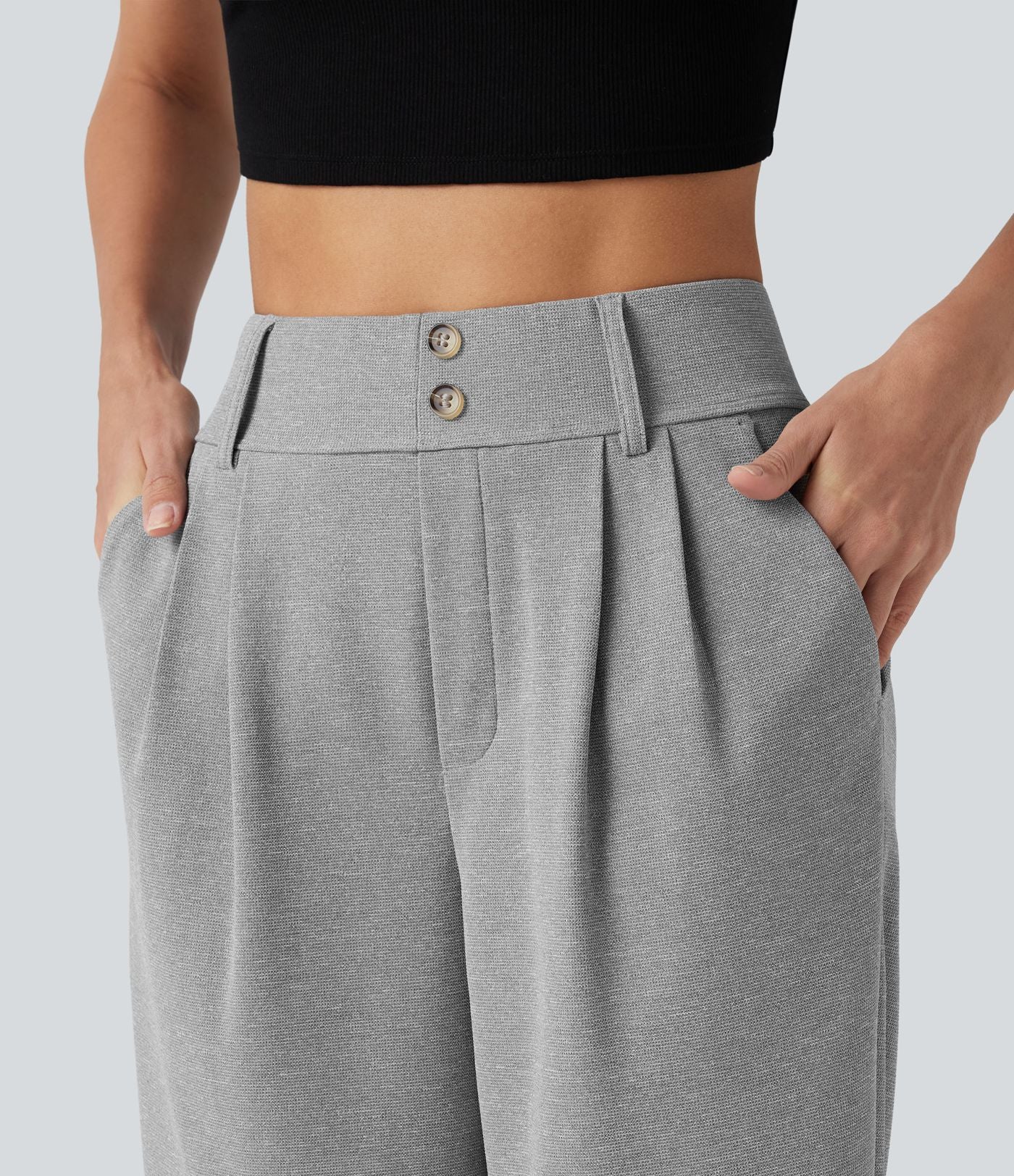 Halara Flex™ Pantalon tailleur fuselé taille haute en tissu gaufré avec poches