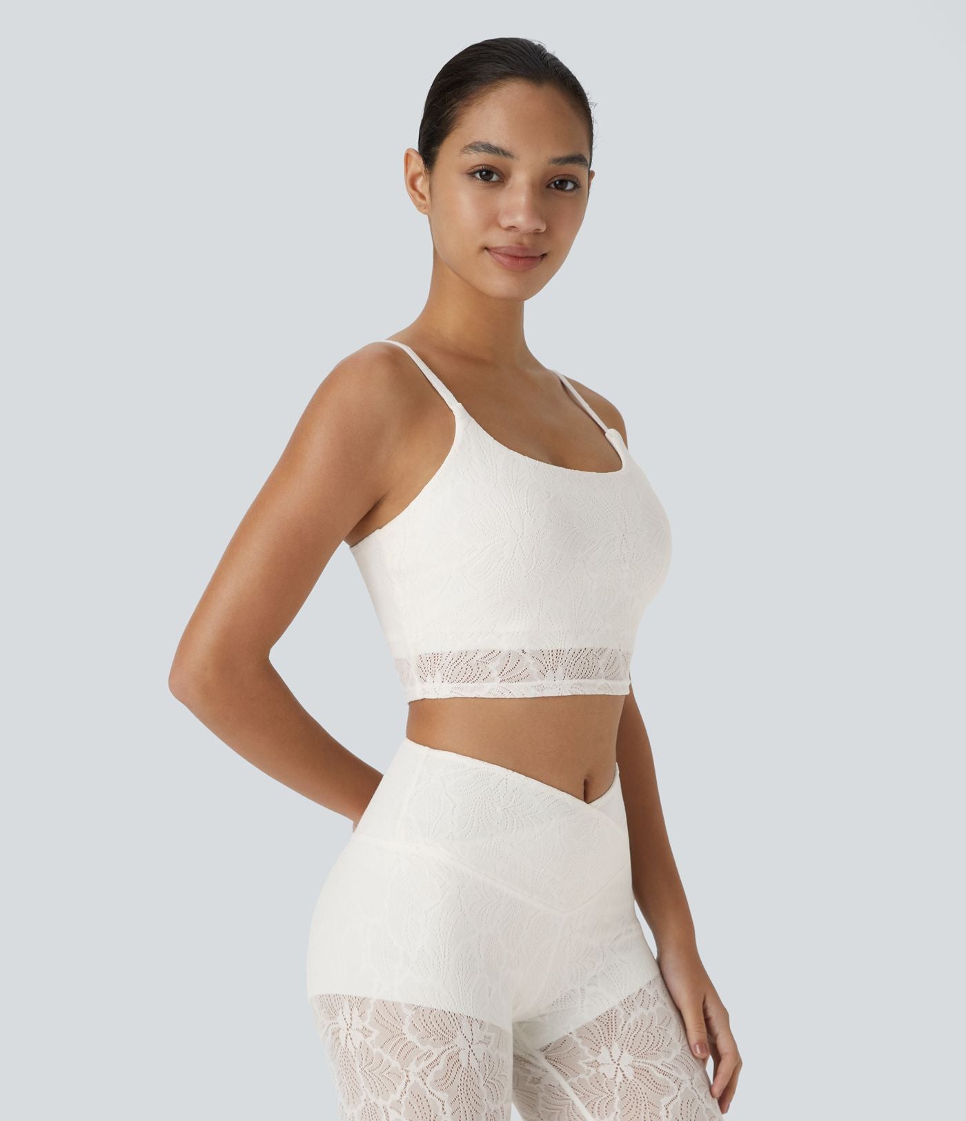 Soutien-Gorge Sport Yoga Cropped à Dentelle Soutien Léger