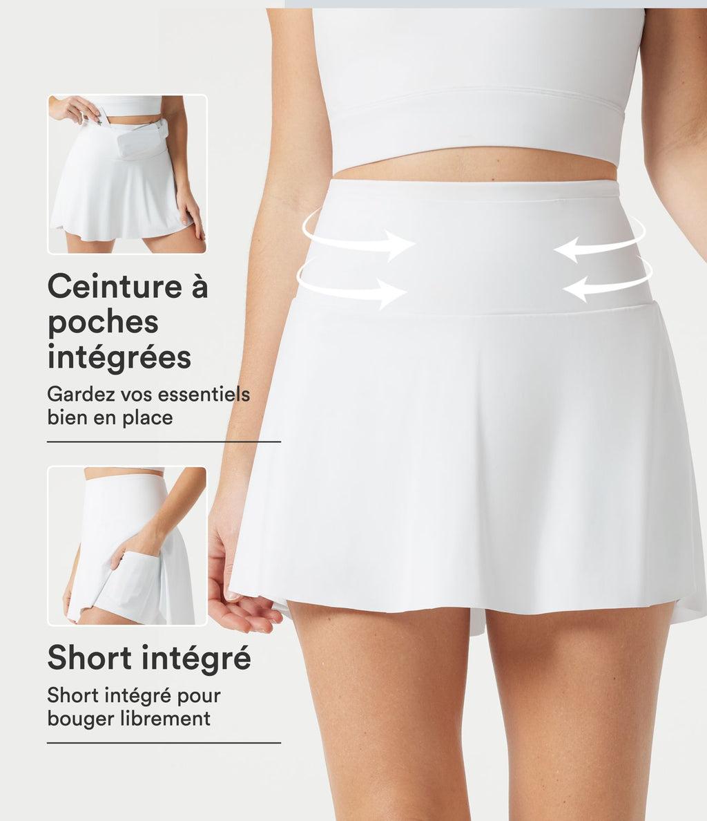 Jupe-short de sport mini SoftlyZero™ Airy taille haute gainante avec poches, toucher frais, protection solaire UPF 50+