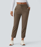 Pantalon de golf fuselé, taille mi-haute, cordon, ourlet courbé, séchage rapide, avec poches—UPF40+
