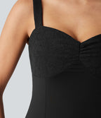 Robe courte décontractée SoftlyZero™ en dentelle contrastée légère à nouer dans le dos, à effet frais InstantCool