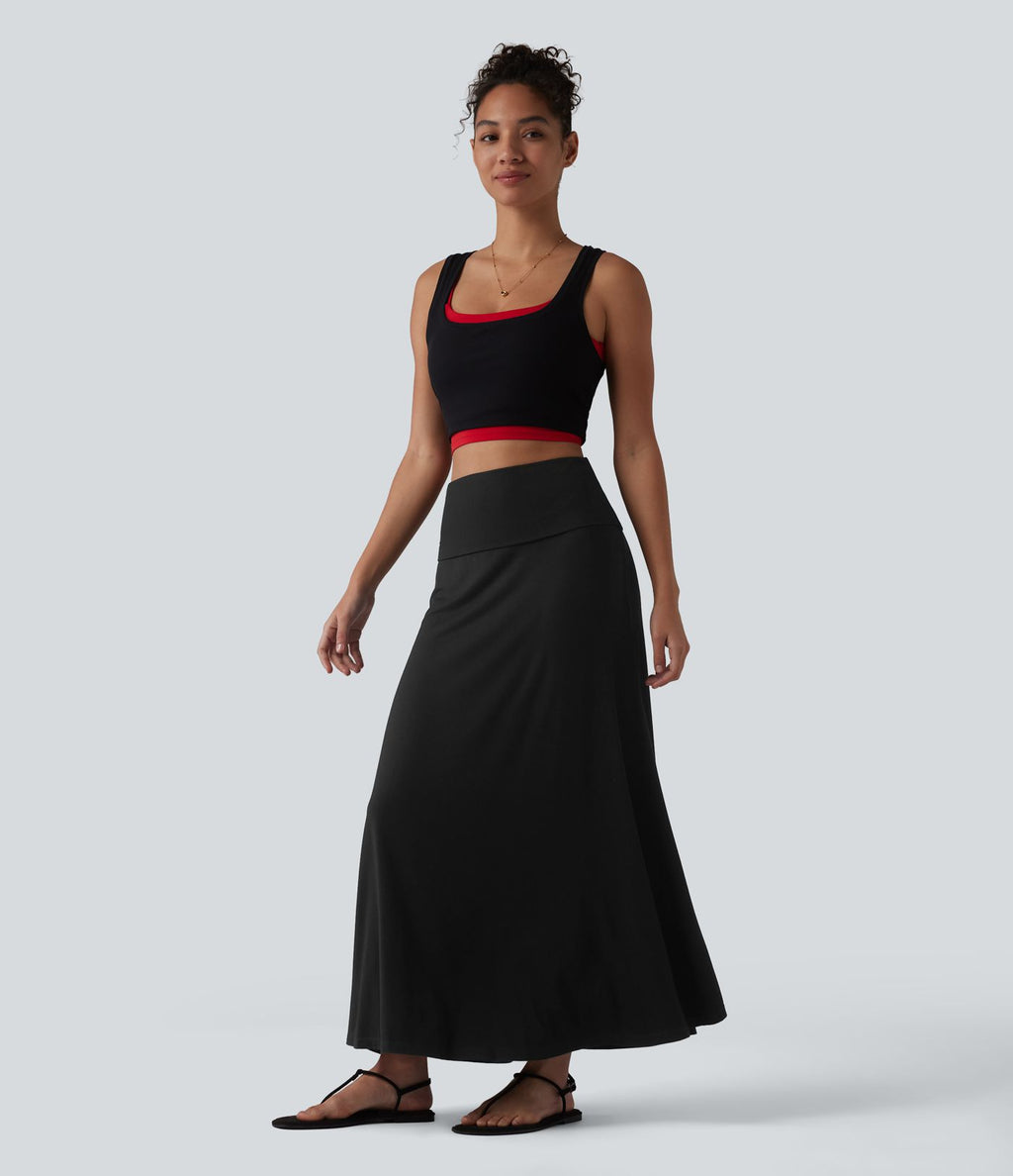 Jupe sirène casual longue taille haute avec ceinture repliable