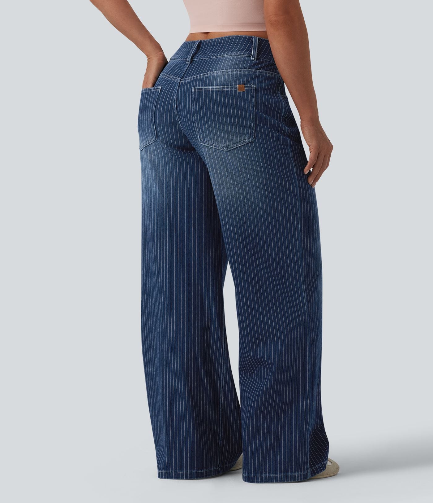 Jean large Halara Flex™ casual taille basse à rayures avec poches