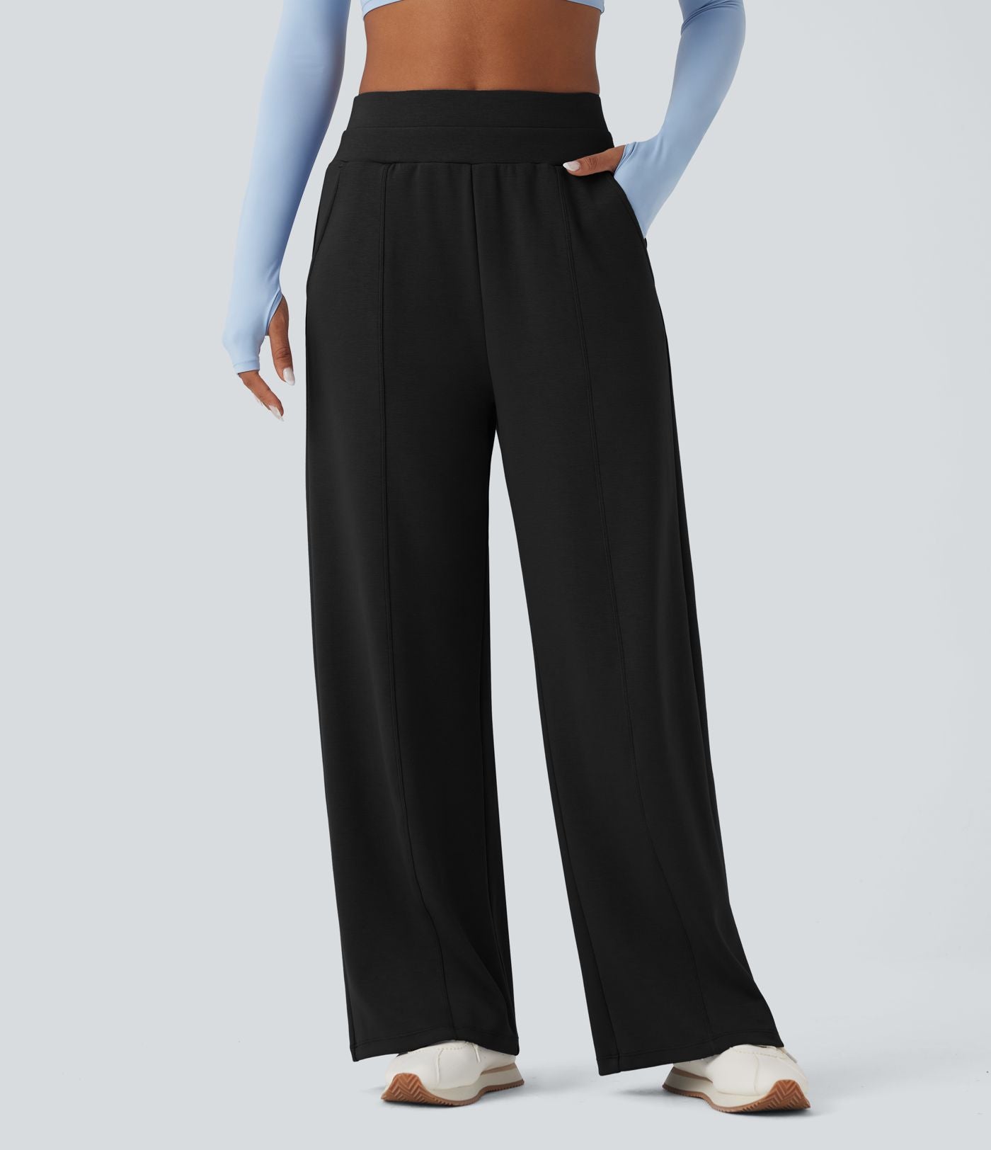 Pantalon de yoga ample taille haute avec poches
