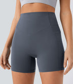 Short cycliste 12,5 cm d'entraînement gainant galbant taille haute avec effet scrunch et poches Halara UltraSculpt™