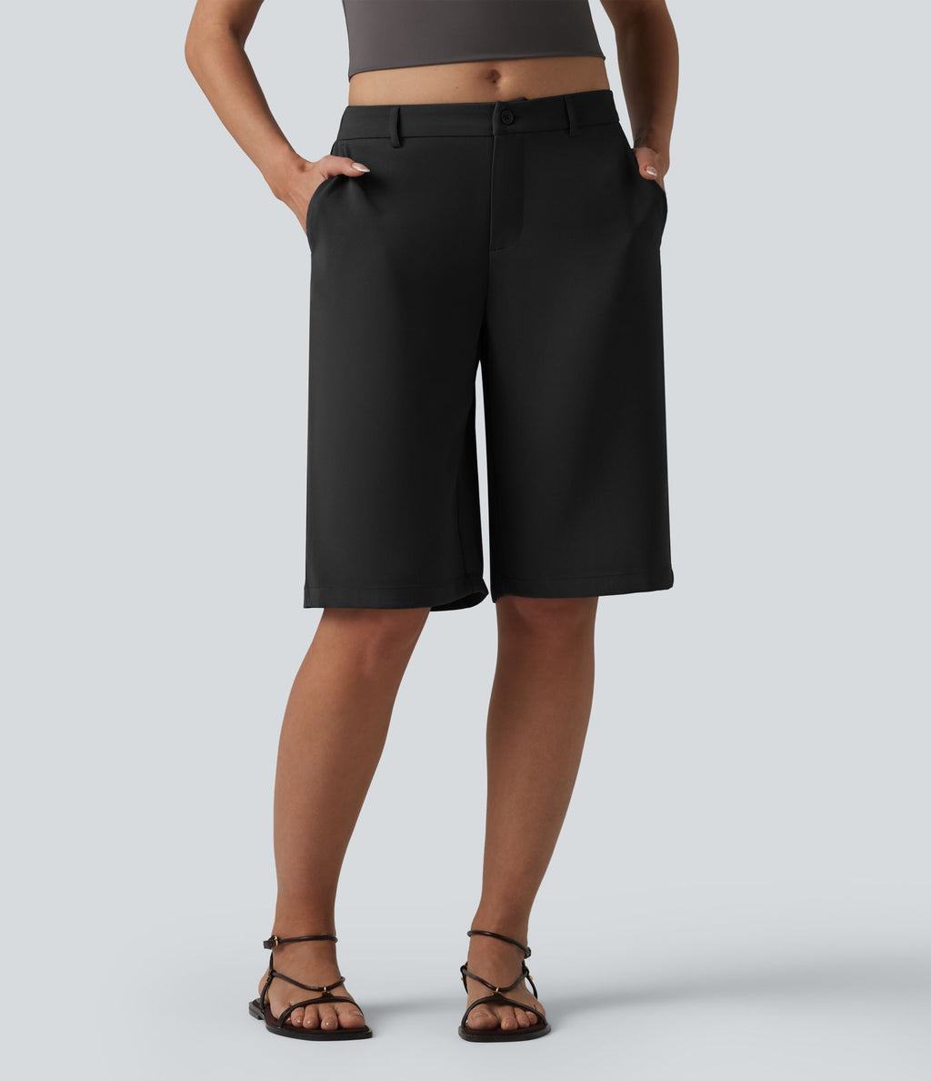 Halara Flex™ Pantalon tailleur droit corsaire taille mi-haute avec poches
