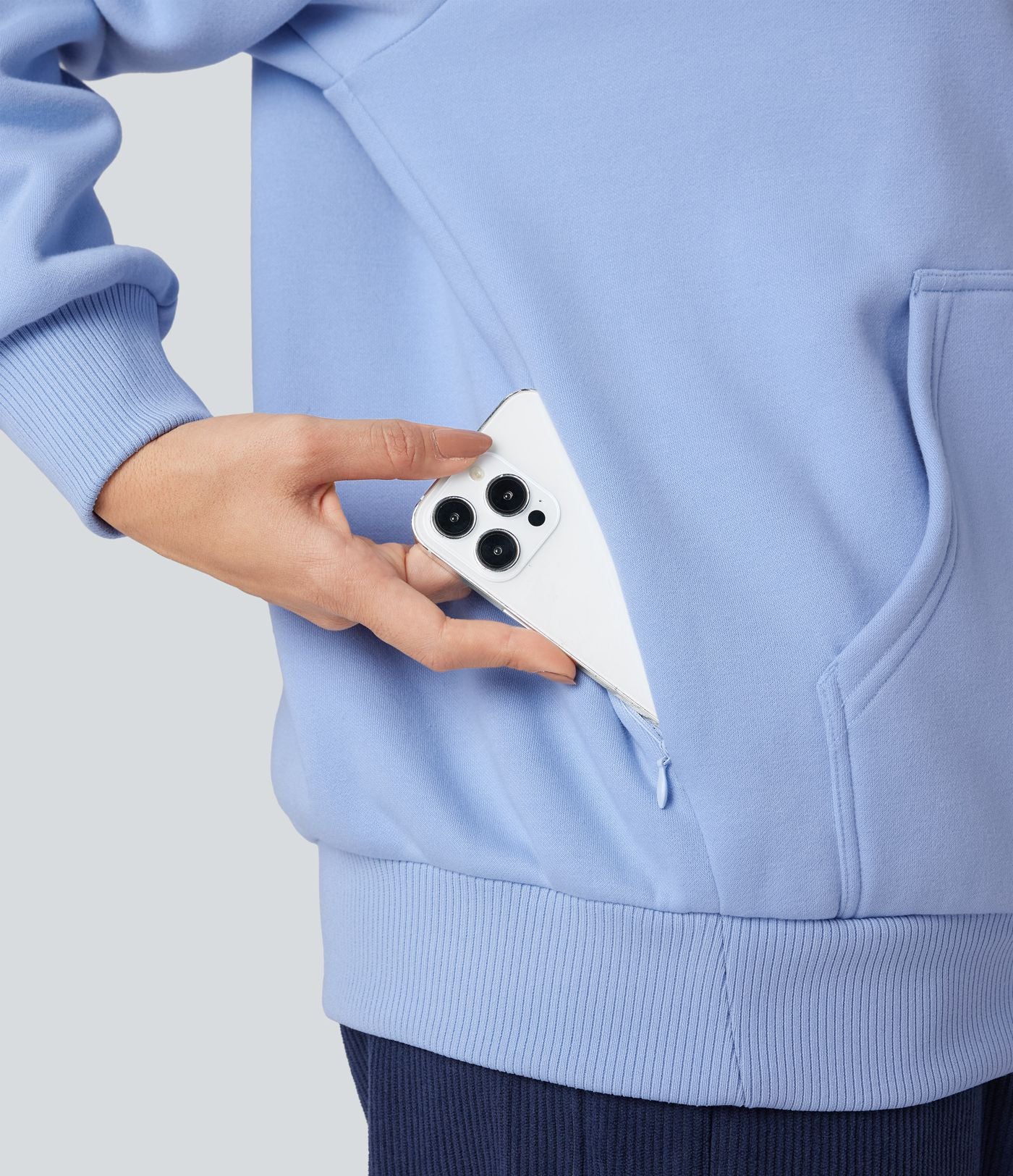 Sweat-shirt coton polaire à capuche cordon de serrage manches longues avec poches