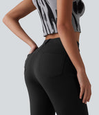 Leggings courts décontractés DayStretch taille haute en dentelle contrastée avec poches