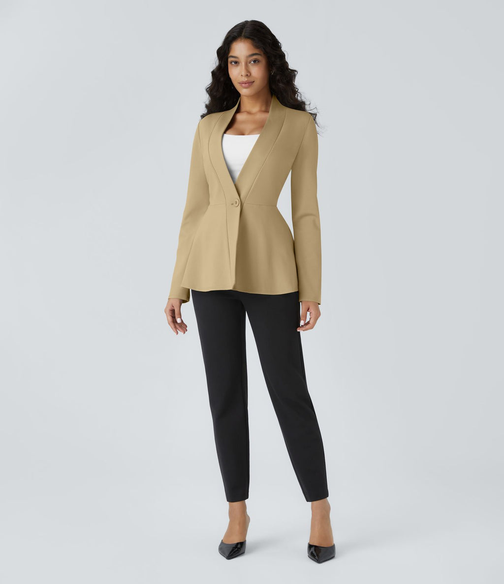 Veste péplum de travail col en V avec un bouton