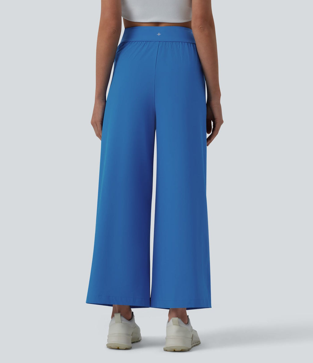 Pantalon large yoga plissé taille haute longueur cheville à séchage rapide Breezeful™ avec poches