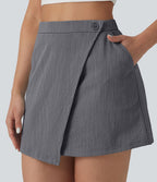 Jupe mini effet lin taille haute 2-en-1 avec poches