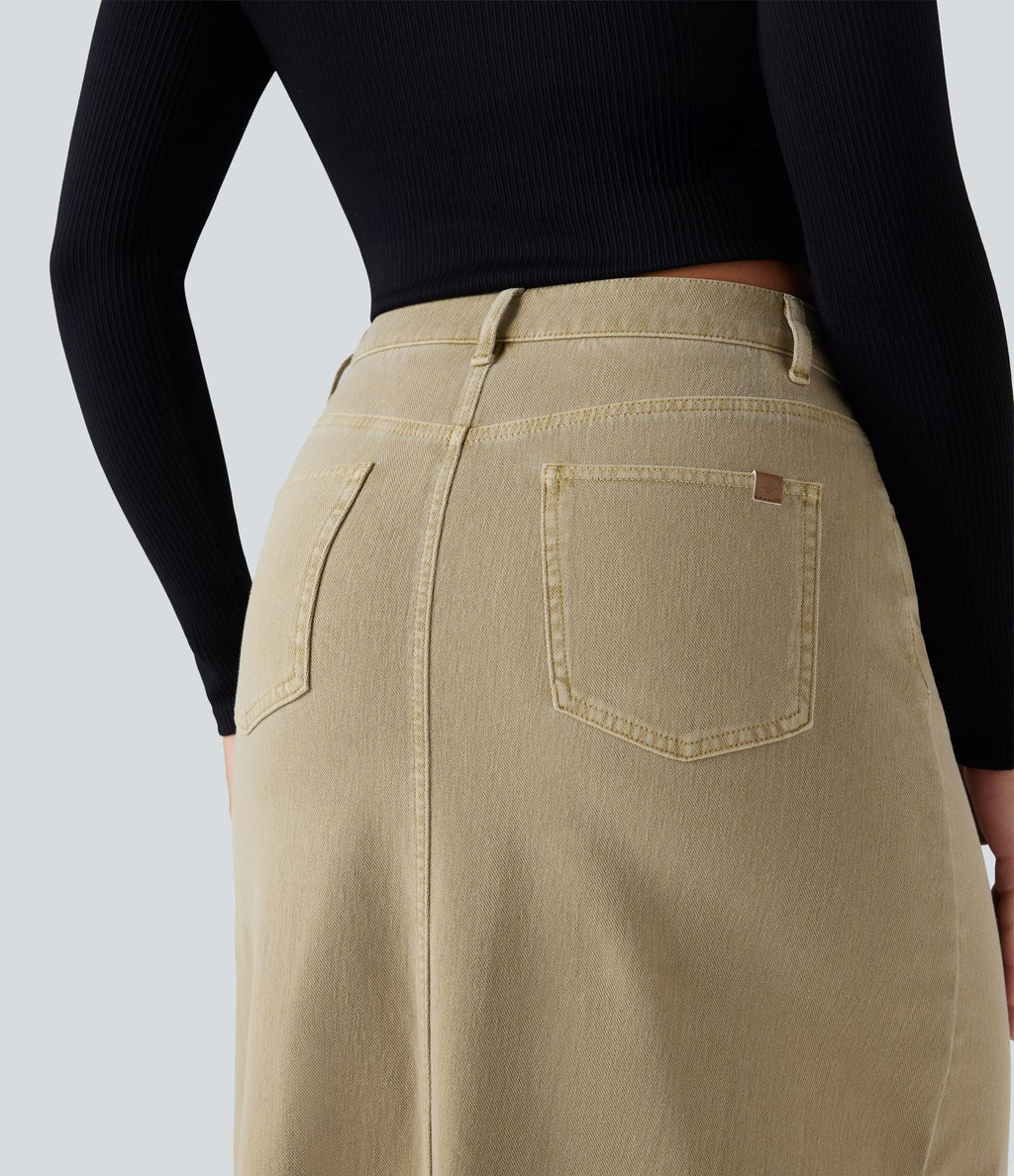 Jupe en jean colorée Halara Flex™ fendue mi-longue taille mi-haute avec poches
