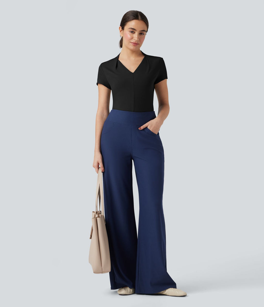 Haut tailleur col V manches courtes