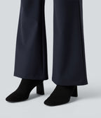 Pantalon tailleur évasé taille haute avec poches