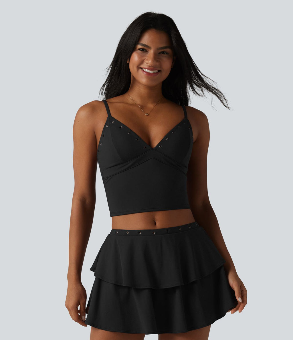 Débardeur court décontracté SoftlyZero™ à bretelles ajustables et œillets, avec brassière intégrée et effet frais InstantCool