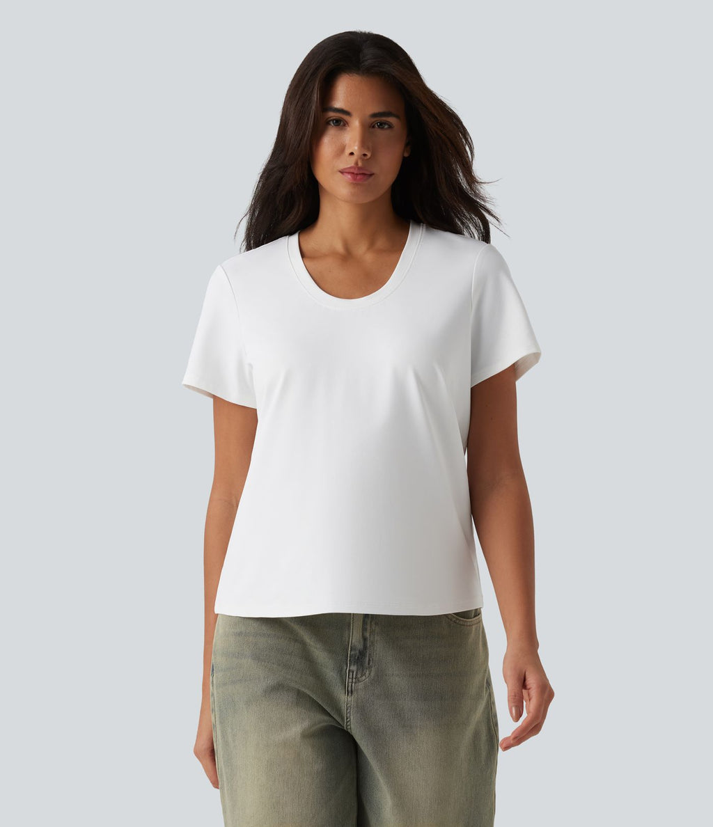 T-shirt décontracté col U manches courtes
