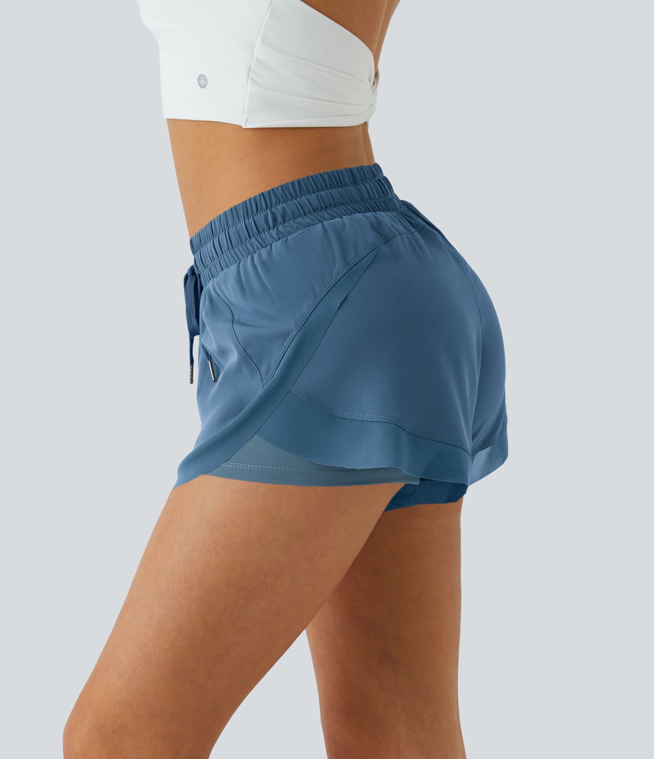 Shorts Running 7,5cm 2 en1 Taille Mi-Haute Cordon de Serrage Empiècement Mesh Contrastant