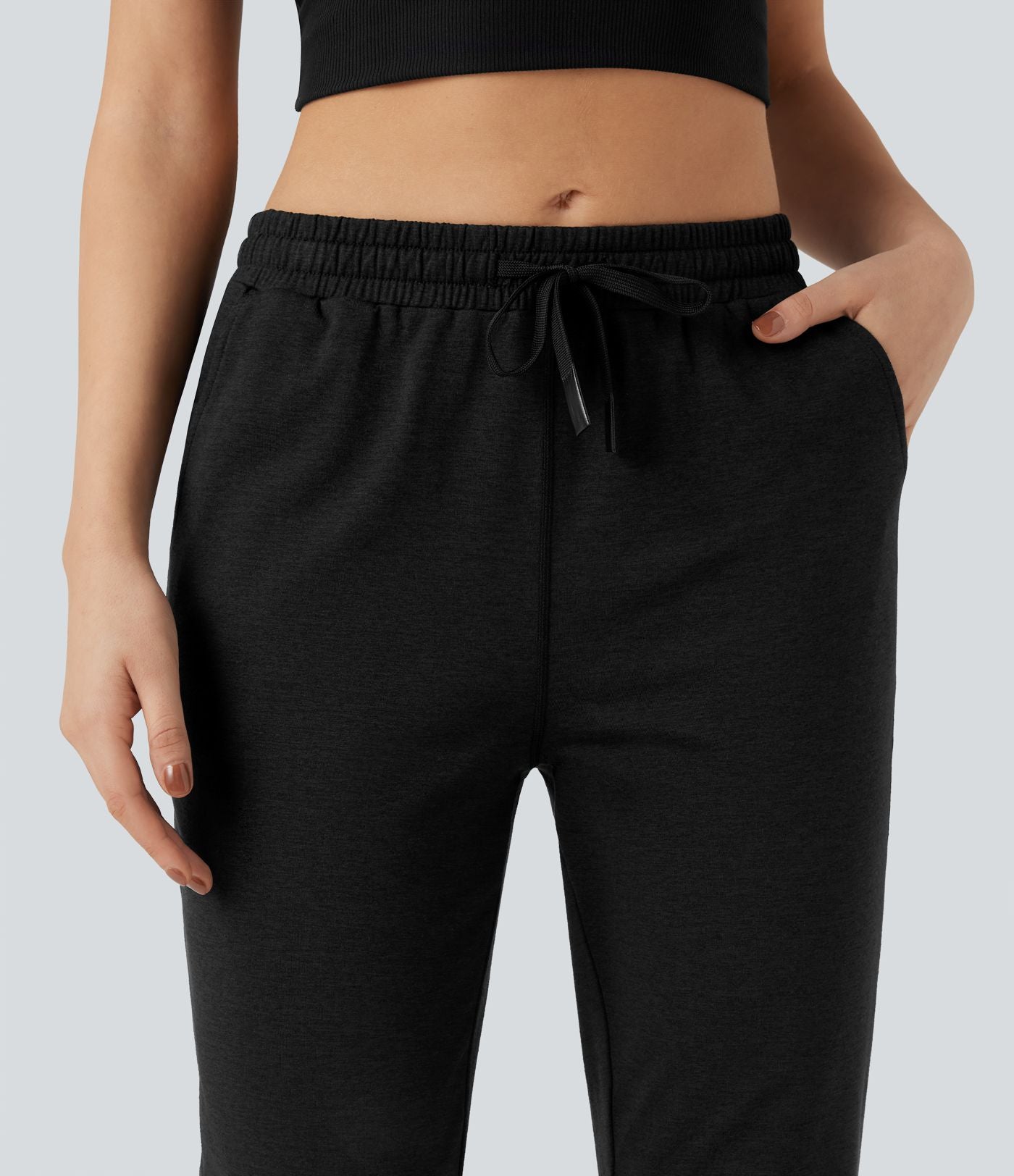 Pantalon jogging détente thermique chiné taille mi-haute séchage rapide avec cordon et poches - UPF40+