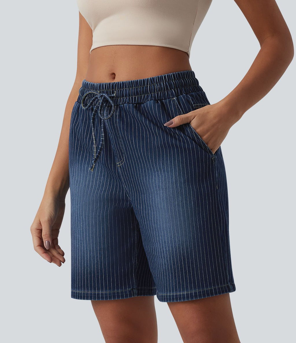 Halara Flex™ Short en denim taille mi-haute avec cordon de serrage et poches